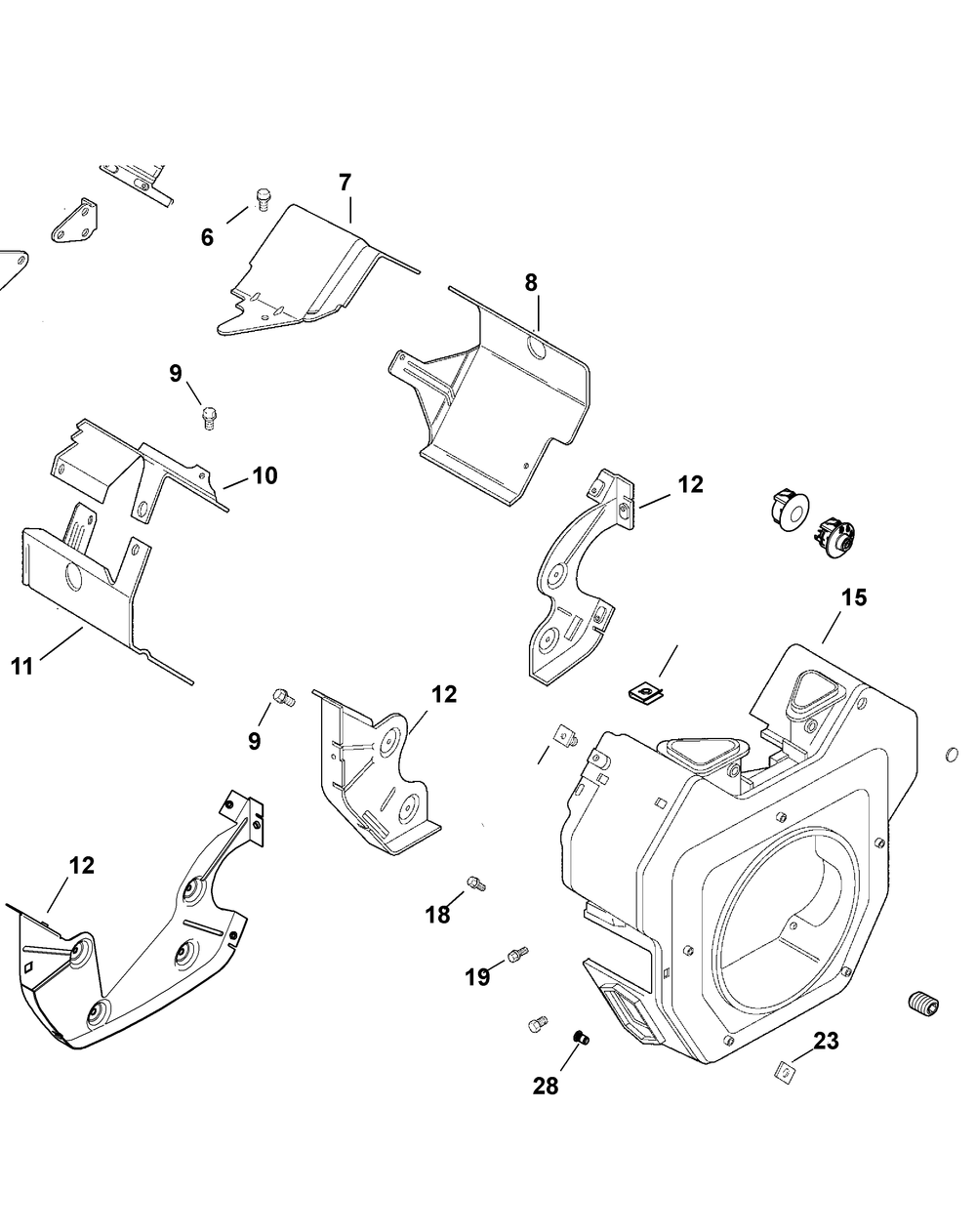 Kohler Ch640-3053 Blower Housing Diagram and Parts List for 46G 4X4-1H013H-1H294H-37BCD010 Cub Cadet Lawn Tractor Accessories